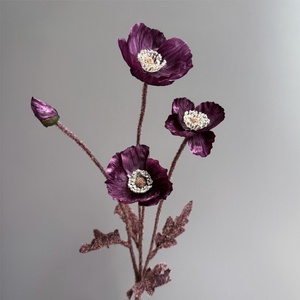 S586 Nuovo Design Autunnale, Fiori <span class=keywords><strong>di</strong></span> Papavero in Seta con Stelo Flessibile, Papavero Artificiale Realistico per Decorazioni Matrimoniali e Domestiche - Product Image 4