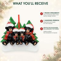Ornement de Noël Ours Noir 2027 |   Cadeau personnalisé pour une famille de 4 personnes