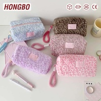 Hongbo Ins Portefeuille à anneaux en cuir de luxe, Trousse de maquillage, Pochette de papeterie portable de haute qualité, Trousse à crayons pour étudiants, Organisateur de bureau