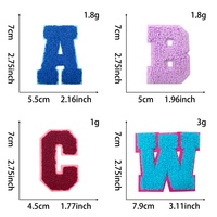 En gros, Patchs brodés 3D en chenille et sequins thermocollants, lettres colorées pour chapeaux, casquettes, jeans, sacs, sacs à dos et vêtements