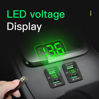 Pengisi Daya Mobil USB Super Cepat 36W Ganda dengan Voltmeter Digital Terintegrasi, Cocok untuk Soket Mobil Toyota QC3.0 Pengisian Cepat Otomatis