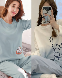 Acquista uno prendi un pigiama da donna in omaggio 2025 Casual e comodo a maniche lunghe con imbottitura sul petto autunno e inverno Set di abbigliamento per la casa - Product Image 4