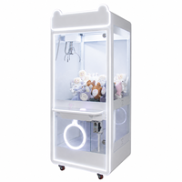 Machine à griffes LED avec oreilles de chat, roulettes, verre trempé, à monnayeur, attrapeur de peluches, taux de gain réglable, pour prix d'arcade