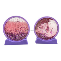 Ornement de paysage aquatique flottant en acrylique rond avec paillettes liquides, double usage, dessous de verre, logo personnalisé pour décoration de bureau, souvenir