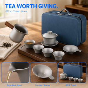 <span class=keywords><strong>Set</strong></span> da Tè Portatile Tingyue in Titanio Puro per Esterni, <span class=keywords><strong>Set</strong></span> di Tazze da Tè per Casa e Cucina, Teiera Kung Fu, Regalo Premium - Product Image 3
