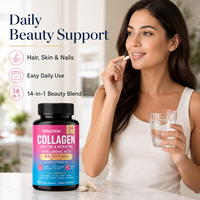 Poudre de collagène hydrolysé OEM, peptides de collagène, biotine, kératine, acide hyaluronique, complément alimentaire pour la beauté de la peau, des cheveux, des ongles et des articulations