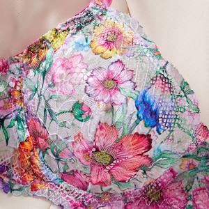 派手な花柄ランジェリー2個セットロマンチックなメッシュパースペクティブブラジャーとパンティースーツ繊細な妖精親密なランジェリーセット - Product Image 4