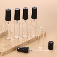 Flacon compte-gouttes cylindrique en verre gradué de 5 ml/10 ml avec bouchon à vis, tête de pulvérisation en plastique sérigraphiée pour distribution de parfum, flacon de liquide