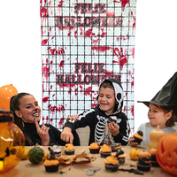 Rideau de porte d'Halloween d'usine, rideau en aluminium à empreintes de mains sanglantes, effrayant et horrifique, pour décoration de fête