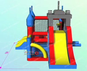 Joyrise Tùy Chỉnh Màu Xanh Nhà Bị Trả Lại Trong Nhà Nhảy Lâu Đài Combo Inflatable Lâu Đài <span class=keywords><strong>Bouncy</strong></span> 5X4M 5-10 Công Suất Dễ Dàng Thiết lập Cho Trẻ Mới Biết Đi - Product Image 2