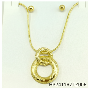 Delicado conjunto de joyas de acero inoxidable chapado en oro de 24 quilates para mujer, accesorios de regalo elegantes para uso diario con cadena - Product Image 1