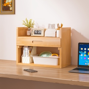 Librero de Escritorio Moderno de Bambú, Estante de Almacenamiento de Oficina de Múltiples Niveles para Dormitorio y Hogar, Diseño Simple - Product Image 4