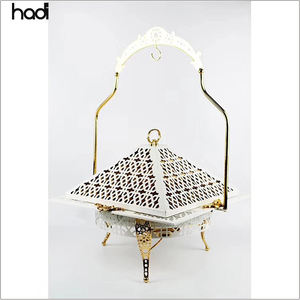 Tampa suspensa redonda dourada, de alta qualidade, buquê, domo, alimentos, aquecedor de cerâmica - Product Image 2