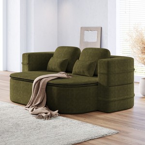 2-in-1 Foldable <b>Convertible</b> <b>Sofa</b> <b>Bed</b> Set Modern Corner Design Chenille Cover Durable Modular Eco-Friendly Apartment Hotel Use - Product Image 1