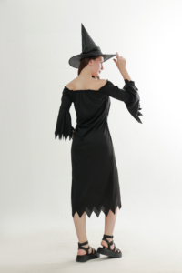 All'ingrosso delle donne di Halloween vestito da <span class=keywords><strong>strega</strong></span> nera <span class=keywords><strong>adulto</strong></span> lungo <span class=keywords><strong>Costume</strong></span> da <span class=keywords><strong>strega</strong></span> con cappello - Product Image 6