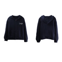 Sweat à capuche en maille texturée bleu marine tendance pour homme, coupe décontractée, veste zippée, ensemble coordonné streetwear urbain