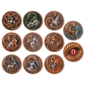 Monedas Conmemorativas de Cobre Fino de 1oz al por Mayor, Diseño Vintage de Dragón y Mitología de la Belleza - Product Image 1