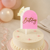 Décoration de gâteau en acrylique Joyeux Anniversaire, personnalisée avec estampage doré, pour fournitures de fête d'anniversaire, vente en gros, qualité alimentaire