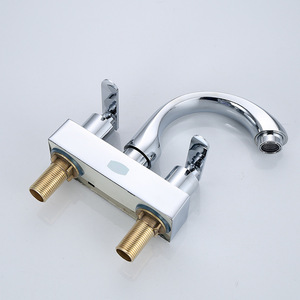 Robinet de lavabo carré à double ouverture, 2 poignées, valve en céramique, montage sur plan, robinet de cuisine moderne - Product Image 4