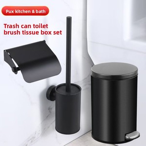 Juego de Bote de Basura de Acero Inoxidable con Pedal + Escobilla para Inodoro + <span class=keywords><strong>Portarrollos</strong></span> de Papel para Baño de Hotel, Aseo y Uso Doméstico - Product Image 4