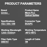 Divisor Óptico Gimbo SC UPC 1x8 1x16 PLC, Cable de Fibra Óptica G652D G657A, Equipo de Red para Conectividad FTTH Wi-Fi 4G 5G