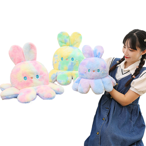 Cuscino <span class=keywords><strong>Peluche</strong></span> Reversibile a <span class=keywords><strong>Doppia</strong></span> <span class=keywords><strong>Faccia</strong></span> con Simpatico Polpo e Coniglio, Colorato e Cambia-<span class=keywords><strong>Faccia</strong></span>, Super Morbido, Antistress, Regalo per Bambini, Giocattoli in <span class=keywords><strong>Peluche</strong></span> - Product Image 2