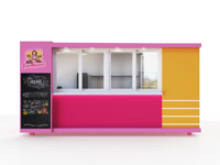Kiosque d'extérieur couleur Kiosque pour aliments et café Kiosque de crème glacée Design Barbecue de plage Installation facile Luminaire de magasin à vendre