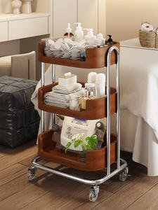 Chariot de rangement vintage sur pied en <span class=keywords><strong>bois</strong></span> pour salon de beauté, à plusieurs niveaux, pour produits de soin de la peau, ongles et cheveux - Product Image 4