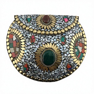 Bolsos Tote Promocionales con Bordado de Mosaico, Correa de Cadena Dorada, Colores Mixtos, Forma Personalizada, Hechos a Mano, Clásicos para Uso Diario - Product Image 1