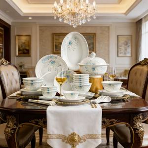 Service de table de luxe Sweet Cupid en porcelaine haute blancheur, 58 pièces, comprenant bols <span class=keywords><strong>et</strong></span> assiettes, idéal pour mariages, banquets <span class=keywords><strong>et</strong></span> occasions festives - Product Image 1