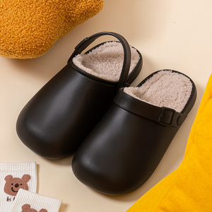 Fashion Women's Men Casual <strong>Felt</strong> Lining Soft Slippers Outdoor Closed-Toe Thick Bottom Non-Slip Waterproof Winter <strong>Clogs</strong> - Product Image 1