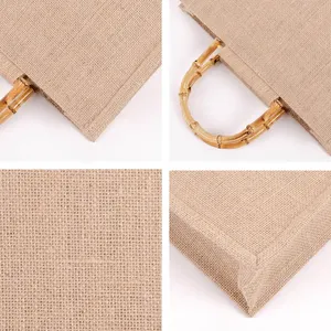 Sac fourre-tout en toile de jute naturelle de haute qualité avec motif lettres, vente en gros à prix réduit pour cadeau promotionnel - Product Image 5