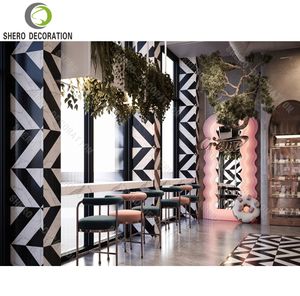 Aménagement intérieur de boulangerie haut de gamme, mobilier de boulangerie sur mesure, comptoir de bar en marbre de luxe pour la décoration de boulangerie. - Product Image 4