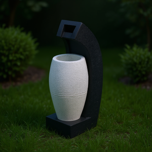 Fontaine d'eau avec design de vase 10x8.1x23.4, intérieur/extérieur, pierre, contemporaine, lumière incluse, pompe incluse - Product Image 2