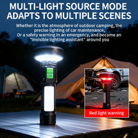Lampe torche de camping extérieure multi-ampoules LED COB 9x, 1200 mAh, rechargeable USB Type-C, batterie externe, 400 lumens, 7 modes, étanche, aimantée
