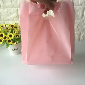 HDPE Yellow White Fashion Jewelry Gift Cloth Value Pink Handle Cute Shopping Tote Plastic Bag With Logos