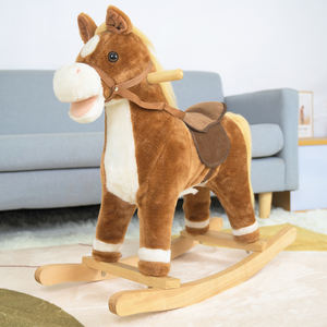 <span class=keywords><strong>Cheval</strong></span> à <span class=keywords><strong>bascule</strong></span> en peluche avec base en bois, adorable et à prix abordable, pour garçons et filles - Product Image 3
