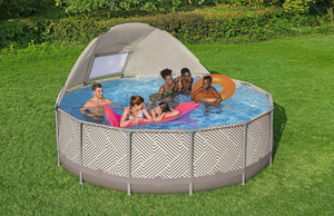 <span class=keywords><strong>Piscina</strong></span> Elevada <span class=keywords><strong>Redonda</strong></span> Bestway 561FY de PVC, 11133 L, 2941 gal, Gran Capacidad, <span class=keywords><strong>con</strong></span> Marco, Familiar, Portátil, para Exteriores, <span class=keywords><strong>con</strong></span> Toldo - Product Image 6