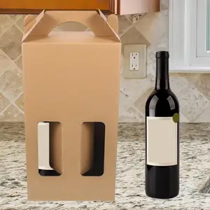 Custom Folding Wine Bottle Packaging Gift Corrugated Paper Box For Wine With Handle