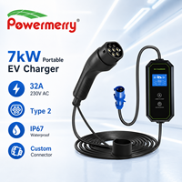 Nouveau chargeur EV portable 7 kW 32 A Type 2 230 V CA IP67 étanche certifié CE avec connecteur personnalisé pour utilisation domestique en UE, sûr