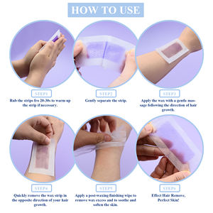 Kit de Depilación Facial Trummed Listo <span class=keywords><strong>para</strong></span> Usar, Bandas de <span class=keywords><strong>Cera</strong></span> Hipoalergénicas, Toallitas Post-Depilación, Color Morado, <span class=keywords><strong>para</strong></span> Depilación en Casa - Product Image 6