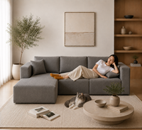 Modernes Modulares Konvertierbares Verstellbares Chenille-Sofa-Set, Vakuumkomprimiertes Ecksofa-Bett für Apartments und Villen