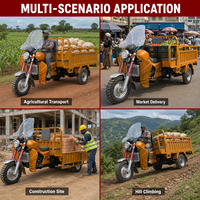 Tricycle de transport agricole robuste à benne ouverte pour l'Afrique, grande capacité, à essence