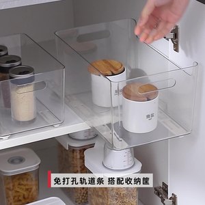 No Drill <b>Kitchen</b> Cabinet Silent Sliding Track Drawer Slide ABS 10 Kg Load Capacity Pull Out Rail Storage Box Custom Length - Product Image 5