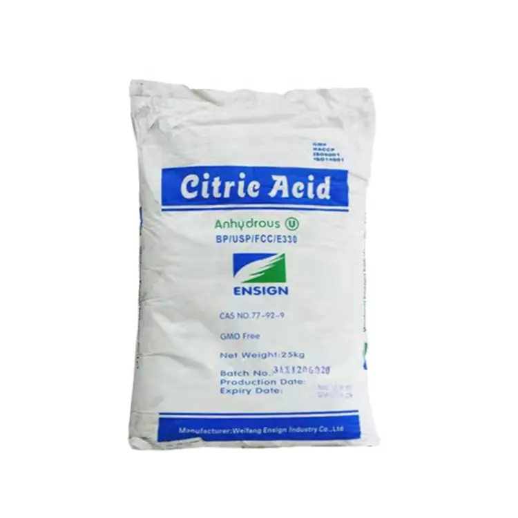 Pó citrico anhidrous de grau industrial, cas 77-92-9, ácido citrico anhidrous a granel