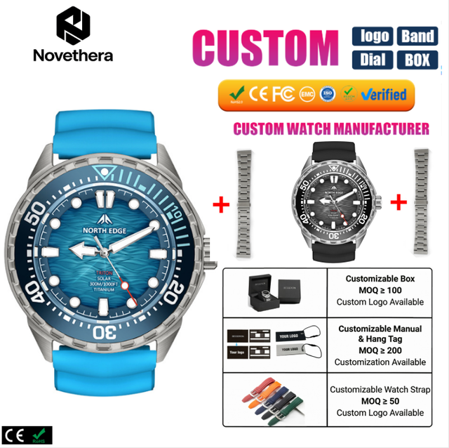 North Edge TRITON 30OM Waterproof Dive Swimming Watch Solar-Powered Outdoor Solar Long Battery Life Luminous Chronograph Watch
