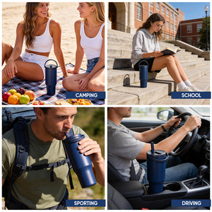 Gobelet isotherme 40 oz compatible porte-gobelets, sans BPA, en acier inoxydable 304, facile à transporter, avec poignée confortable pour activités de plein air - Product Image 6