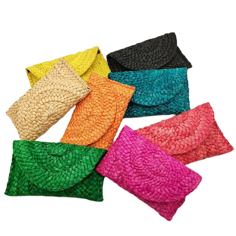 Изготовленная на заказ плетеная Сумка из кукурузной шелухи, соломенная сумка, красочный женский кошелек, кошельки, маленький кошелек, сумки-клатчи для дам