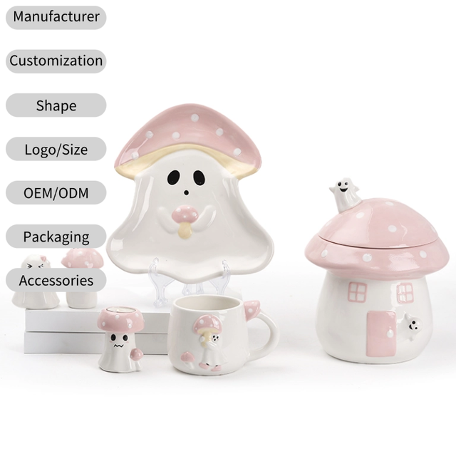 Eco-friendly Halloween Porcelain Tableware Reusable Dinnerware Set with Plates and Rice Bowls Dishwasher & Microwave Safe