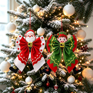工場卸売 クリスマス生地のリボン飾り スノーマン トナカイ クリスマスツリーペンダント ホームドア壁飾り クリスマスパーティーデコレーション - Product Image 3